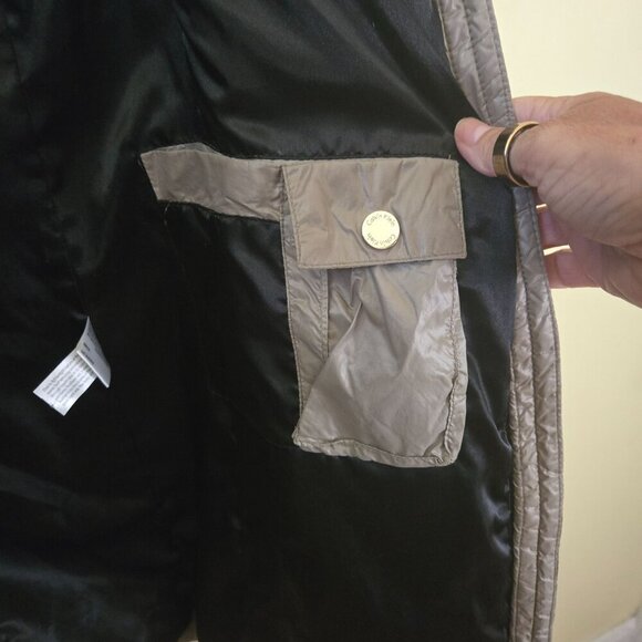 Calvin Klein Packable Down Puffer Coat Hood Pockets Taupe Size S - Picture 7 of 11